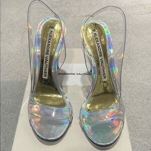 Silver Stiletto Heels with Transparent Design